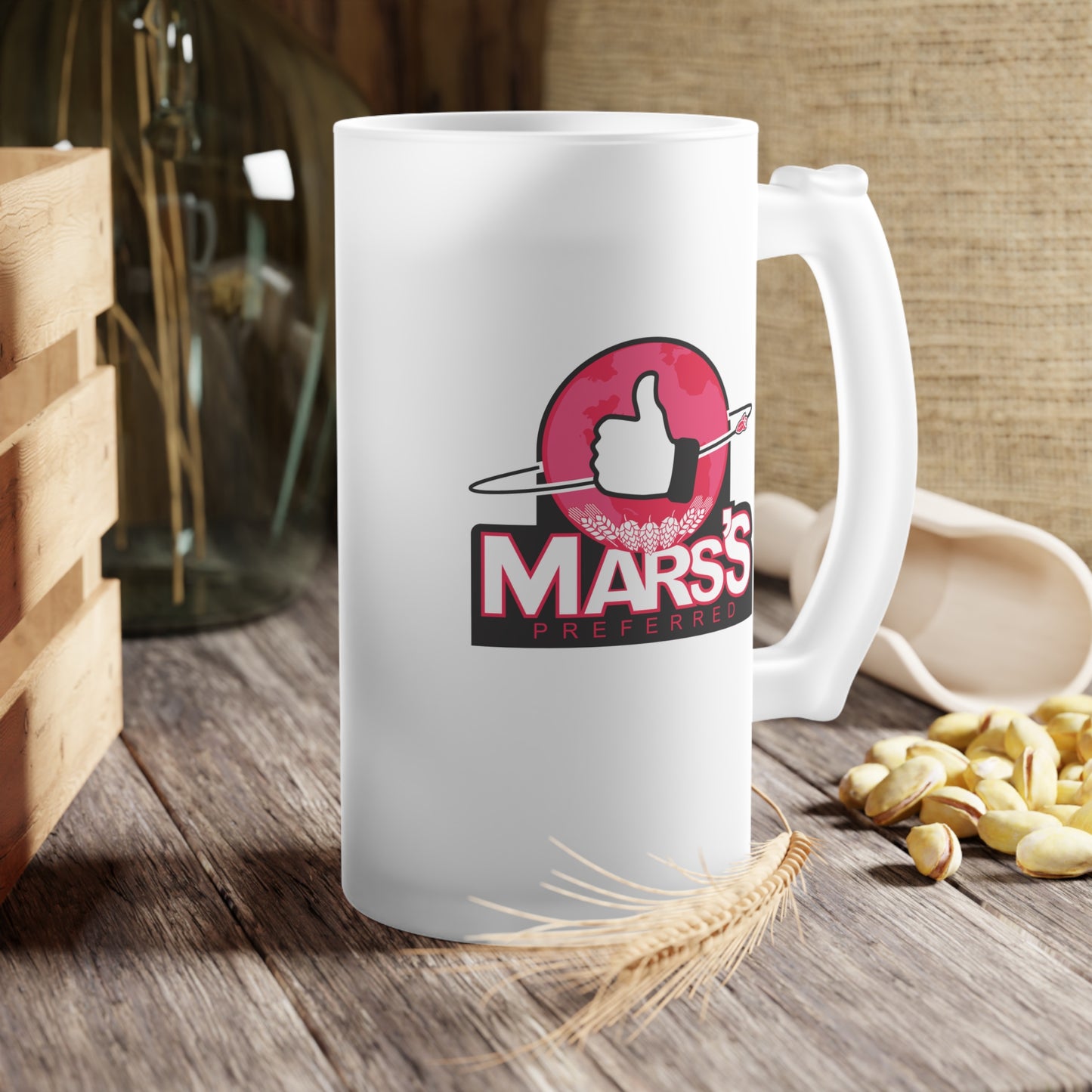 Black Ocean: Mars's Preferred frosted glass beer mug
