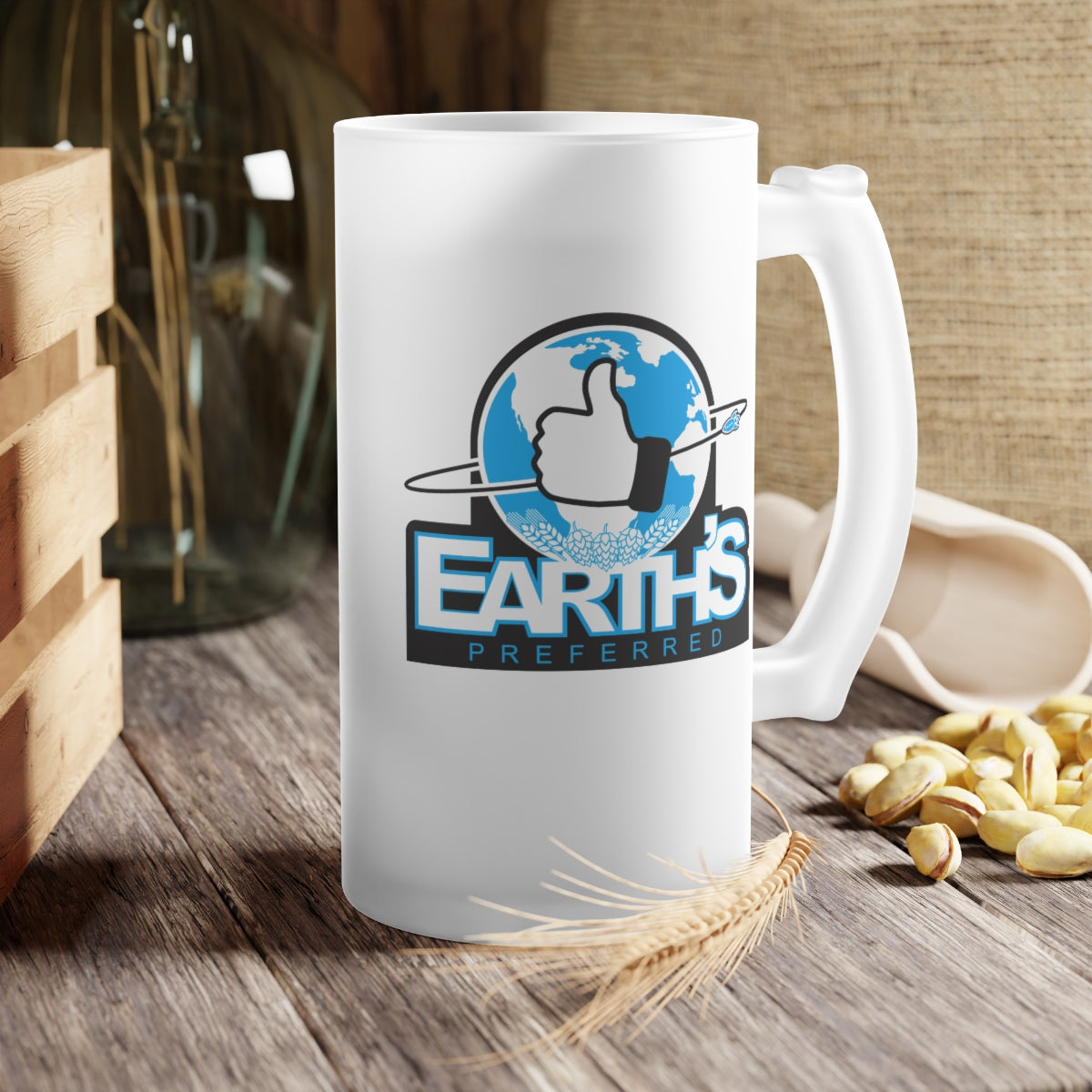 Black Ocean: Earth's Preferred frosted glass beer mug