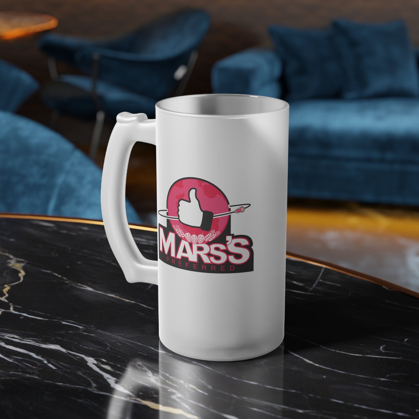 Black Ocean: Mars's Preferred frosted glass beer mug